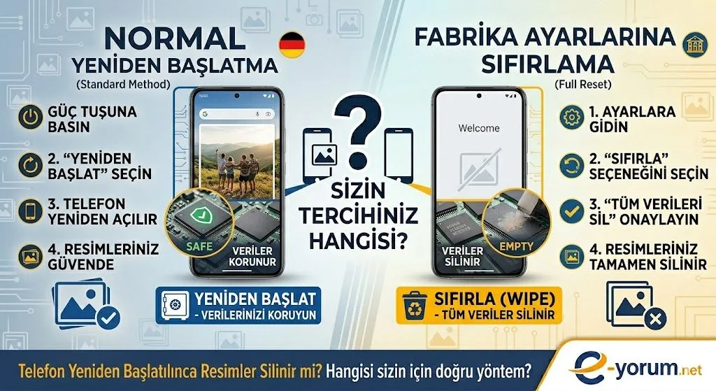 Telefonumu yeniden başlatsam resimler videolar silinir mi?