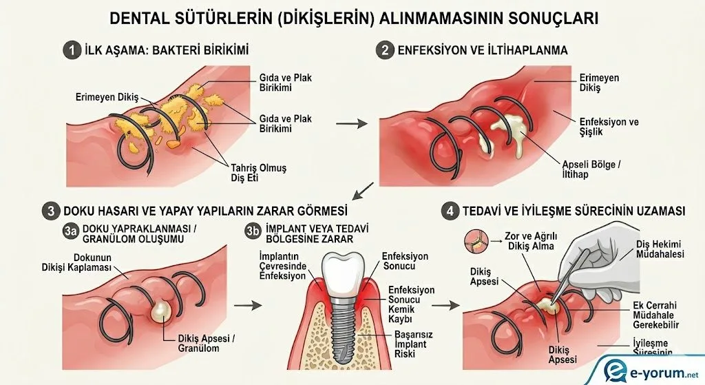 Dişe daha doğrusu diş etine atılan dikiş alınmazsa ne olur?